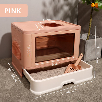 Potpuno zatvorena preklopna noćna posuda za kućne ljubimce Mačji WC Kutija za mačji pijesak protiv prskanja Pladanj sa žlicom Čista kućica za mačiće Plastična kutija Potrepštine za mačke