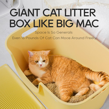 Mango Μεγάλο κουτί απορριμμάτων γάτας Υπερμεγέθη, ανθεκτικό στο πιτσίλισμα για γάτες Κουτί απορριμμάτων γάτας Δίσκος καθαρισμού γατών Προμήθειες νιπτήρα