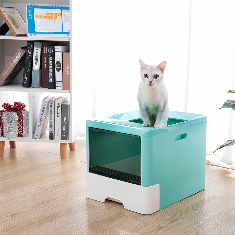 Kutija za mačji pijesak Velika veličina Potrepštine za kućne ljubimce Šarene samočisteće ladice u stilu zatvorene mačje WC posude s dva vrata i lopaticom