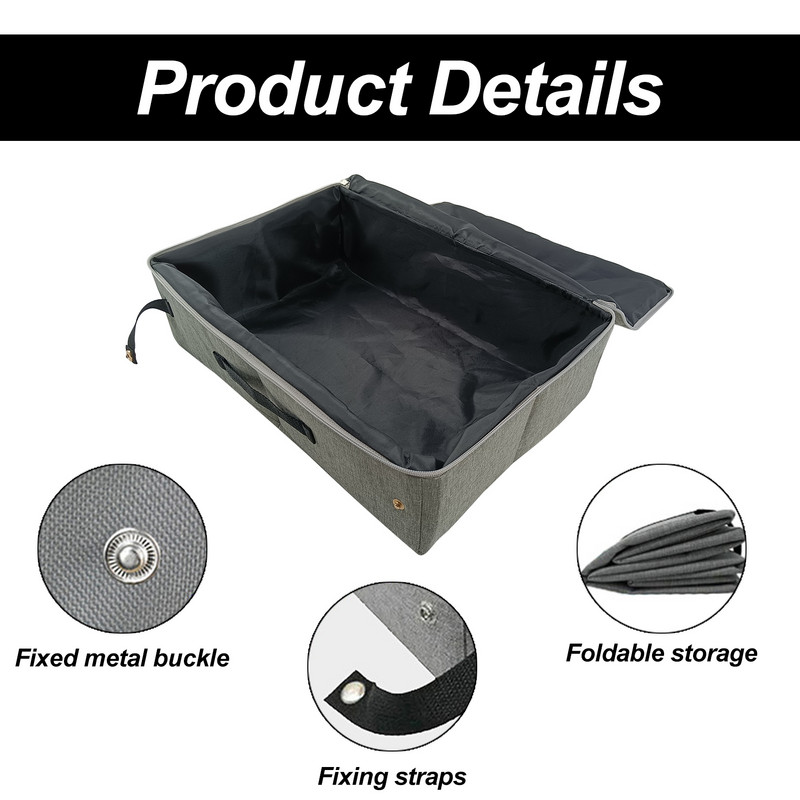 Sklopiva putna kutija za mačji pijesak s poklopcem Sklopiva kutija za mačji pijesak s poklopcem na patentni zatvarač Vodootporna PP ploča od Oxford tkanine, prijenosna