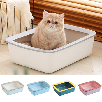 Μεγάλο και μικρό ημίκλειστο παχύρρευστο κουτί απορριμμάτων γάτας, ανθεκτικό χρώμα που ταιριάζει με ορθογώνια προμήθειες τουαλέτας για γάτες που δεν πιτσιλίζονται