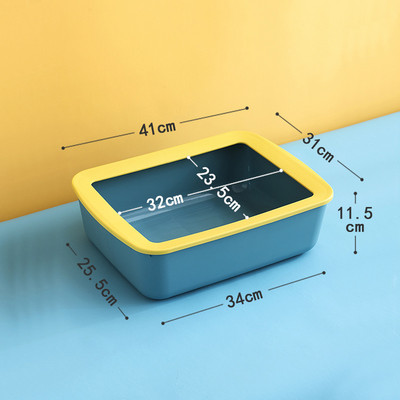 Liela un maza, daļēji slēgta, sabiezināta kaķu pakaišu kaste, izturīga krāsai pieskaņota taisnstūrveida šļakatu droša kaķu tualetes kaķu piederumi