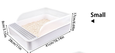 Mājdzīvnieku kaķu daļēji atvērti gultas trauki Plastmasas kaķu pakaišu paplātes kaste Pretšļakatu sijāšanas pakaišu kaste ar pakaišu sijāšanas liekšķeri