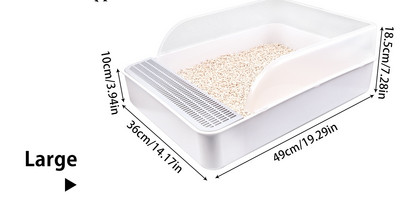 Mājdzīvnieku kaķu daļēji atvērti gultas trauki Plastmasas kaķu pakaišu paplātes kaste Pretšļakatu sijāšanas pakaišu kaste ar pakaišu sijāšanas liekšķeri