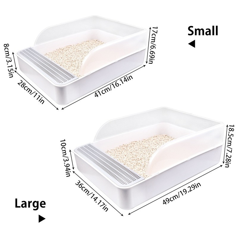 Mājdzīvnieku kaķu daļēji atvērti gultas trauki Plastmasas kaķu pakaišu paplātes kaste Pretšļakatu sijāšanas pakaišu kaste ar pakaišu sijāšanas liekšķeri