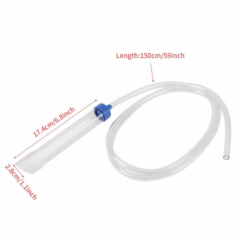 Akvārija zivju vakuuma grants ūdens filtra tīrītājs sifona sūknis, rokas tīrītājs, sūknis drošs vakuums 1,8 m zivju tvertnes piederumi