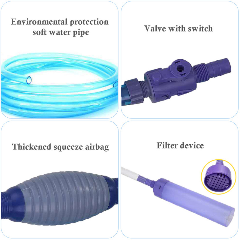 Pumpa za rezervoar za ribu Uređaj za usisavanje vode Alat za čišćenje rezervoara za ribu promijenite vodu sifon za pranje pijeska Pumpa ručni filtar za akvarij