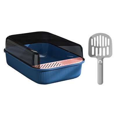 Lielas ietilpības kaķu pakaišu kastes tualete Viegli tīrāma mājdzīvnieku pakaišu paplāte dziļa kucēnu maziem dzīvnieciņiem Kaķu paplātes tīrīšanas vanna