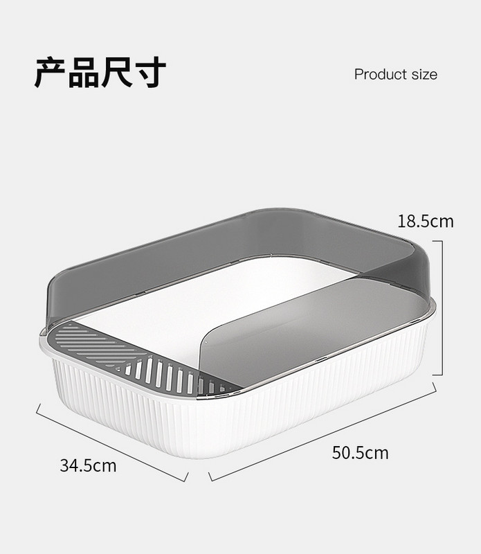 Lielas ietilpības kaķu pakaišu kastes tualete Viegli tīrāma mājdzīvnieku pakaišu paplāte dziļa kucēnu maziem dzīvnieciņiem Kaķu paplātes tīrīšanas vanna