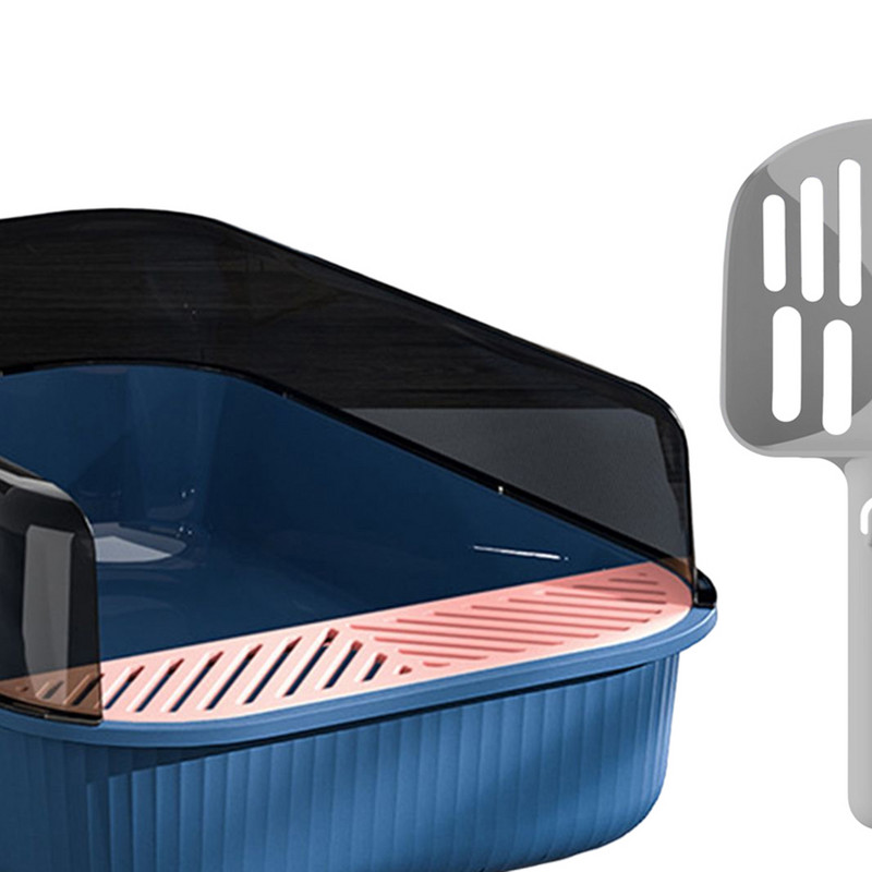 Lielas ietilpības kaķu pakaišu kastes tualete Viegli tīrāma mājdzīvnieku pakaišu paplāte dziļa kucēnu maziem dzīvnieciņiem Kaķu paplātes tīrīšanas vanna