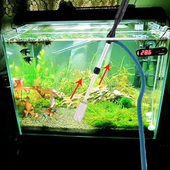 Прахосмукачка за аквариум Воден филтър Аквариум Премахване на пясък Батерия Сифон Задвижван филтър Уред за почистване на чакъл Инструмент за почистване на аквариум