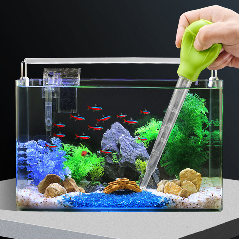 Manuāls akvārija grants tīrīšanas salmu zivju tvertnes ūdens mainītājs akvārija tīrīšanas pipetes pilinātāja atkritumu noņemšanai ar pagarinājuma cauruli