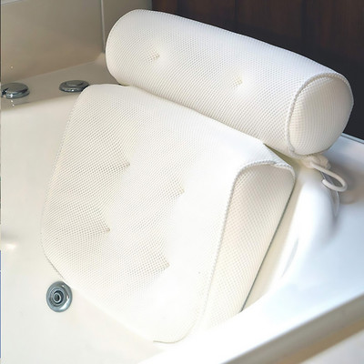 Дишаща 3D мрежеста спа възглавница за баня с вендузи за опора на врата и гърба Спа възглавница за домашна гореща вана Възглавница за баня