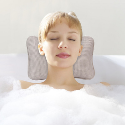 Възглавница за облегалка за глава Нехлъзгаща се омекотена вана за баня Спа възглавница 3D мрежеста спа вана с вендузи за шията и гърба Консумативи за баня за дома