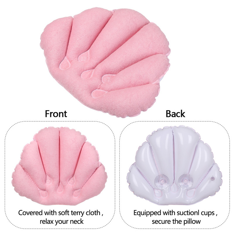 3 spalvų minkšta ventiliatoriaus formos pripučiama vonios pagalvė, kaklo atrama su siurbimo puodeliais SPA pagalvėlė pagalvė vonios pagalvėlė 2021 nauja