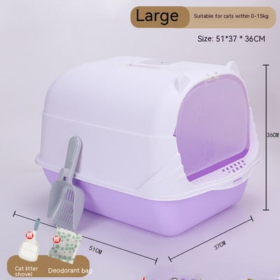 Kaķu smilšu kaste slēgta kaķu smilšu kaste mājdzīvnieku pisuārs Šļakatu necaurlaidīgs kaķu paplāte ar karoti kaķēnu mājas tīrīšanai plastmasas kaķu pisuārs