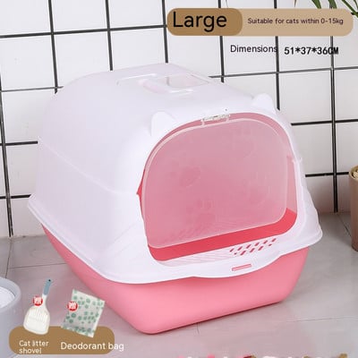 Kaķu smilšu kaste slēgta kaķu smilšu kaste mājdzīvnieku pisuārs Šļakatu necaurlaidīgs kaķu paplāte ar karoti kaķēnu mājas tīrīšanai plastmasas kaķu pisuārs