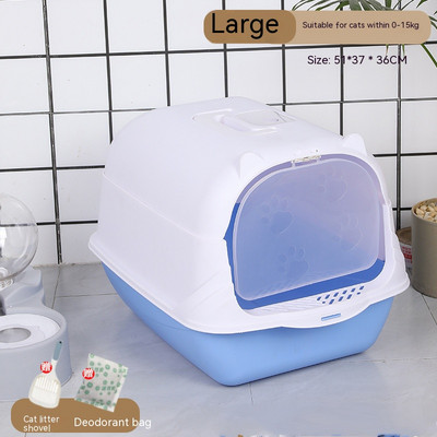 Kaķu smilšu kaste slēgta kaķu smilšu kaste mājdzīvnieku pisuārs Šļakatu necaurlaidīgs kaķu paplāte ar karoti kaķēnu mājas tīrīšanai plastmasas kaķu pisuārs