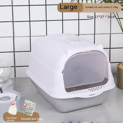 Kaķu smilšu kaste slēgta kaķu smilšu kaste mājdzīvnieku pisuārs Šļakatu necaurlaidīgs kaķu paplāte ar karoti kaķēnu mājas tīrīšanai plastmasas kaķu pisuārs