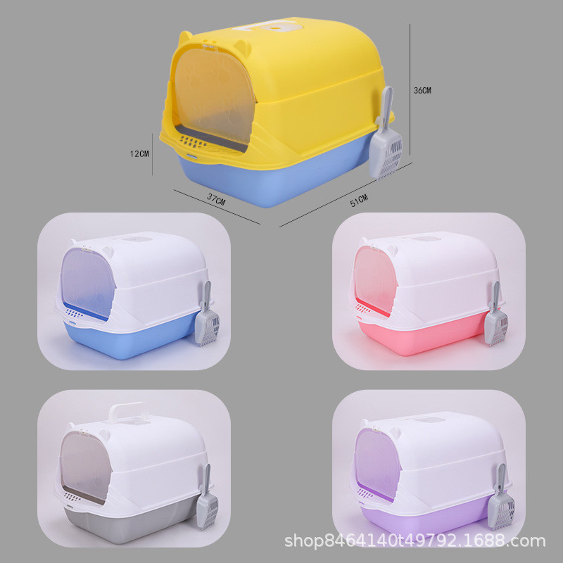 Kaķu smilšu kaste slēgta kaķu smilšu kaste mājdzīvnieku pisuārs Šļakatu necaurlaidīgs kaķu paplāte ar karoti kaķēnu mājas tīrīšanai plastmasas kaķu pisuārs