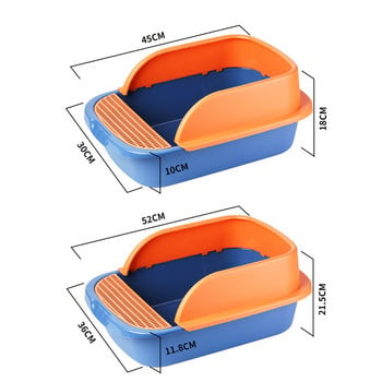 Котешка тоалетна Полузатворена тоалетна против пръски Котки Чисто обучение Пясъчник Тава за домашни любимци с Котешка тоалетна Лопатка Доставки за домашни любимци
