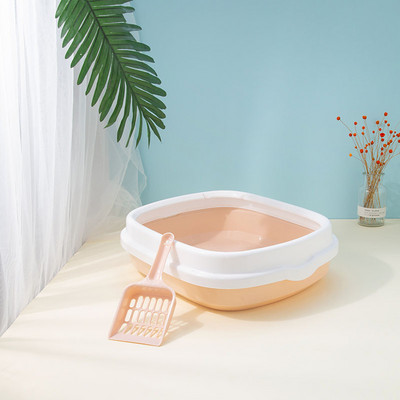 Lolojumdzīvnieku tualetes gultas trauks pret šļakatām kaķiem pakaišu kastes kaķu paplāte ar liekšķeri, kaķēns, suns, tīra tualete mājas plastmasas smilšu kaste kaķu piederumi