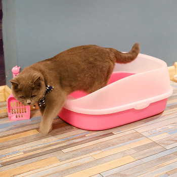 Κουτί απορριμμάτων για σκύλους κατοικίδιων ζώων Δίσκος γάτας για σκύλους Teddy τουαλέτα κατά του πιτσιλίσματος με φτυάρι απορριμμάτων γάτας Puppy Cat Indoor Home Sandbox