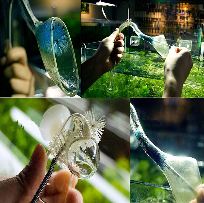 Četka za čišćenje akvarija Fleksibilna savijena cijev od nehrđajućeg čelika Četka Cijev za vodu Cijev za zrak Čistač crijeva Pribor za akvarijum