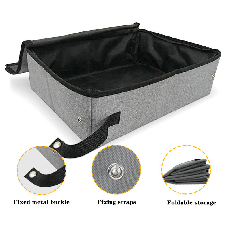 Kaķu pakaišu kaste Oksfordas auduma ūdensnecaurlaidīga salokāma mājdzīvnieku tualete Mīksta pārnēsājama kaķu podiņa tīra vannas istaba ar vāku kaķēnu ceļojumiem