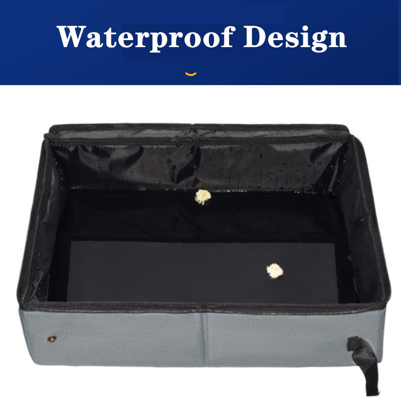 Kaķu pakaišu kaste Oksfordas auduma ūdensnecaurlaidīga salokāma mājdzīvnieku tualete Mīksta pārnēsājama kaķu podiņa tīra vannas istaba ar vāku kaķēnu ceļojumiem