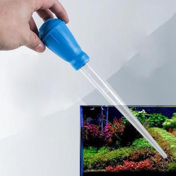 Fish Tank Mini Water Changer Смукателна тръба Смукателна тръба за аквариум Голям капкомер Ръчно Общо почистване Смукателен инструмент за столче за хранене