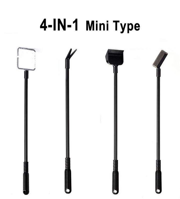 6-U-1 Set alata za čišćenje akvarija Set za čišćenje akvarija Mreža za ribu Grablje za šljunak Strugač za alge Vilica Spužva Četka Čistač stakla