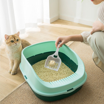 Τουαλέτα κατοικίδιων κατοικίδιων ζώων Ημίκλειστο πλαστικό Anti Splash Δίσκος απορριμμάτων για γάτες με σέσουλα γατάκι σκύλος κατούρηση, καθαρό σπίτι προμήθειες