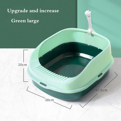 Lolojumdzīvnieku tualetes gultas trauks, daļēji slēgts plastmasas pretšļakatu kaķu pakaišu kastes paplāte ar lāpstiņu Kaķēns, suns, urinēšana, izkārnījumi, tīri mājas piederumi