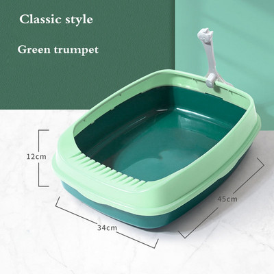 Lolojumdzīvnieku tualetes gultas trauks, daļēji slēgts plastmasas pretšļakatu kaķu pakaišu kastes paplāte ar lāpstiņu Kaķēns, suns, urinēšana, izkārnījumi, tīri mājas piederumi