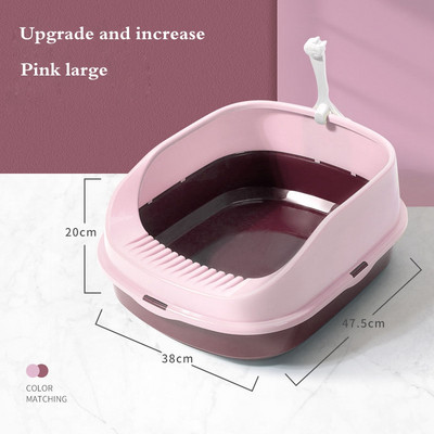 Lolojumdzīvnieku tualetes gultas trauks, daļēji slēgts plastmasas pretšļakatu kaķu pakaišu kastes paplāte ar lāpstiņu Kaķēns, suns, urinēšana, izkārnījumi, tīri mājas piederumi