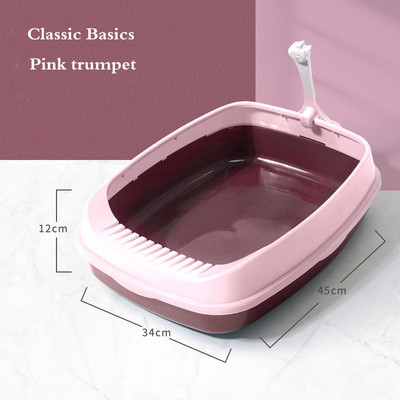 Lolojumdzīvnieku tualetes gultas trauks, daļēji slēgts plastmasas pretšļakatu kaķu pakaišu kastes paplāte ar lāpstiņu Kaķēns, suns, urinēšana, izkārnījumi, tīri mājas piederumi