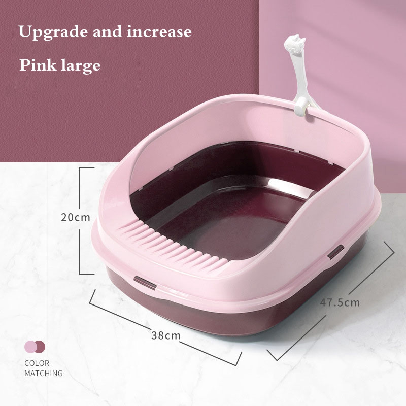 Lolojumdzīvnieku tualetes gultas trauks, daļēji slēgts plastmasas pretšļakatu kaķu pakaišu kastes paplāte ar lāpstiņu Kaķēns, suns, urinēšana, izkārnījumi, tīri mājas piederumi