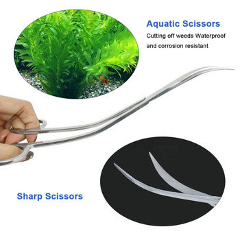 Ανοξείδωτο ατσάλι Ενυδρείο Water Grass Waterweed Clipper Long Wave Scissor Tool Kit Water Grass Cutter Clipper Fish Tong 3 Shapes