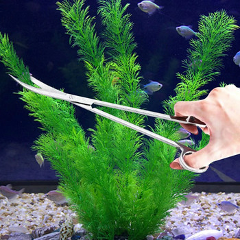 Ανοξείδωτο ατσάλι Ενυδρείο Water Grass Waterweed Clipper Long Wave Scissor Tool Kit Water Grass Cutter Clipper Fish Tong 3 Shapes