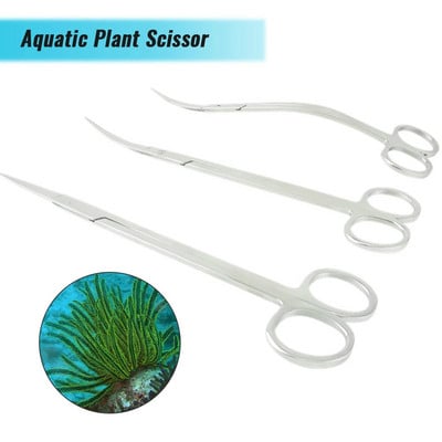 Stainless Steel Aquarium Water Grass Waterweed Clipper Long Wave Scissor Tool Kit Water Grass Cutter Clipper Fish Tong 3 Shapes