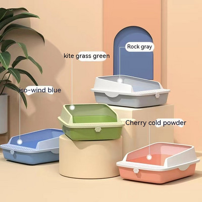 Otvorena kutija za pijesak za mačke Posuda za pijesak velika poluzatvorena kutija za mačke velika odrasla mačka mačić univerzalna visoka ograda