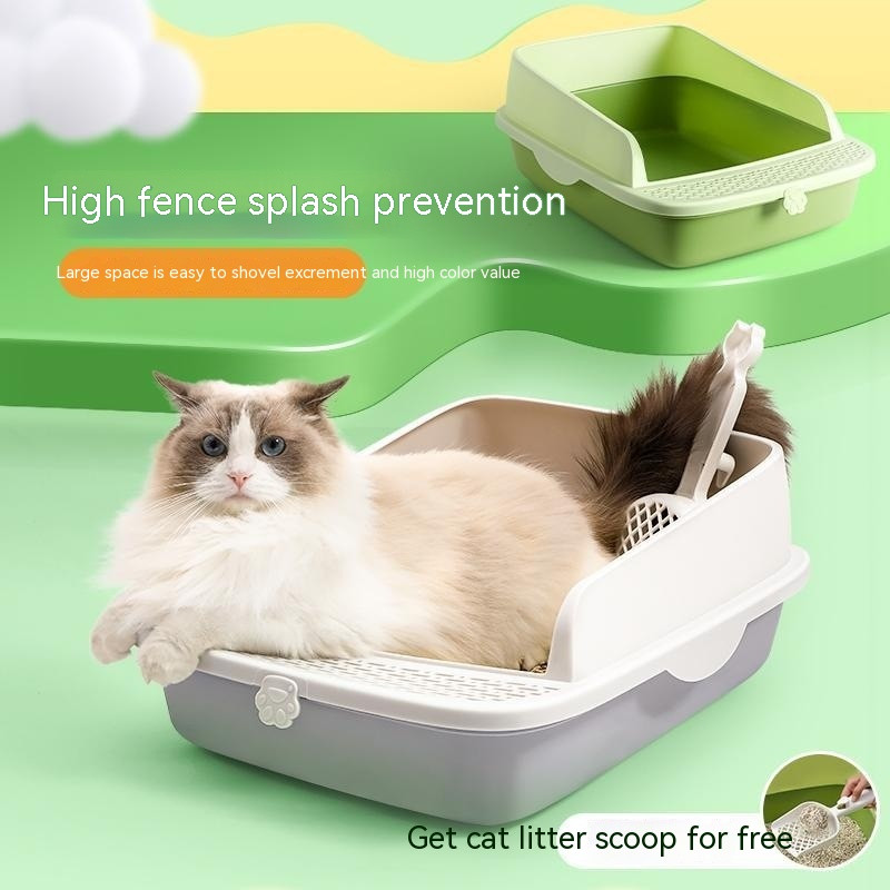Otvorena kutija za pijesak za mačke Posuda za pijesak velika poluzatvorena kutija za mačke velika odrasla mačka mačić univerzalna visoka ograda