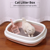 1 komplekts, liela kaķu pakaišu kaste, noņemama pretšļakatu kaķu pakaišu paplāte kaķu tualetes piederumiem ar bezmaksas kausiņu