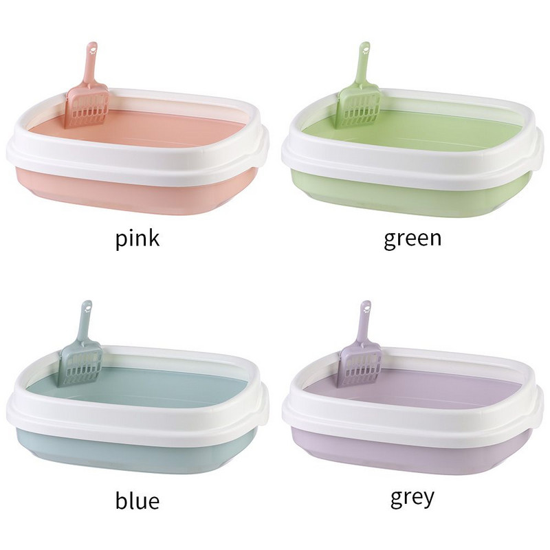 1 komplekts, liela kaķu pakaišu kaste, noņemama pretšļakatu kaķu pakaišu paplāte kaķu tualetes piederumiem ar bezmaksas kausiņu