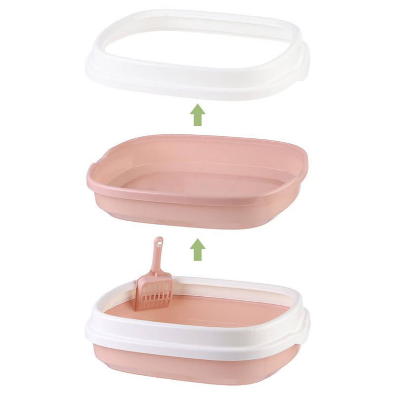 1 komplekts, liela kaķu pakaišu kaste, noņemama pretšļakatu kaķu pakaišu paplāte kaķu tualetes piederumiem ar bezmaksas kausiņu