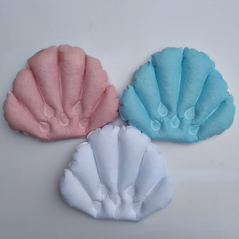 Įvairių spalvų apvalkalo formos pripučiama vonios pagalvė, minkšta rankšluosčių audinys PVC SPA kaklo pagalvė Patogūs masažo maudymosi priedai