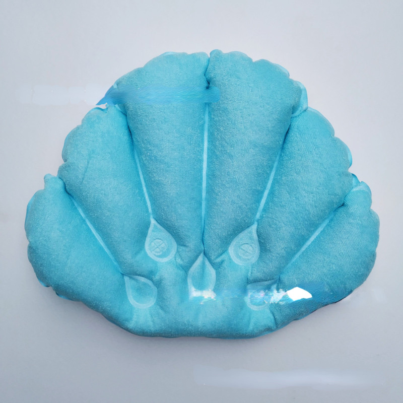 Įvairių spalvų apvalkalo formos pripučiama vonios pagalvė, minkšta rankšluosčių audinys PVC SPA kaklo pagalvė Patogūs masažo maudymosi priedai