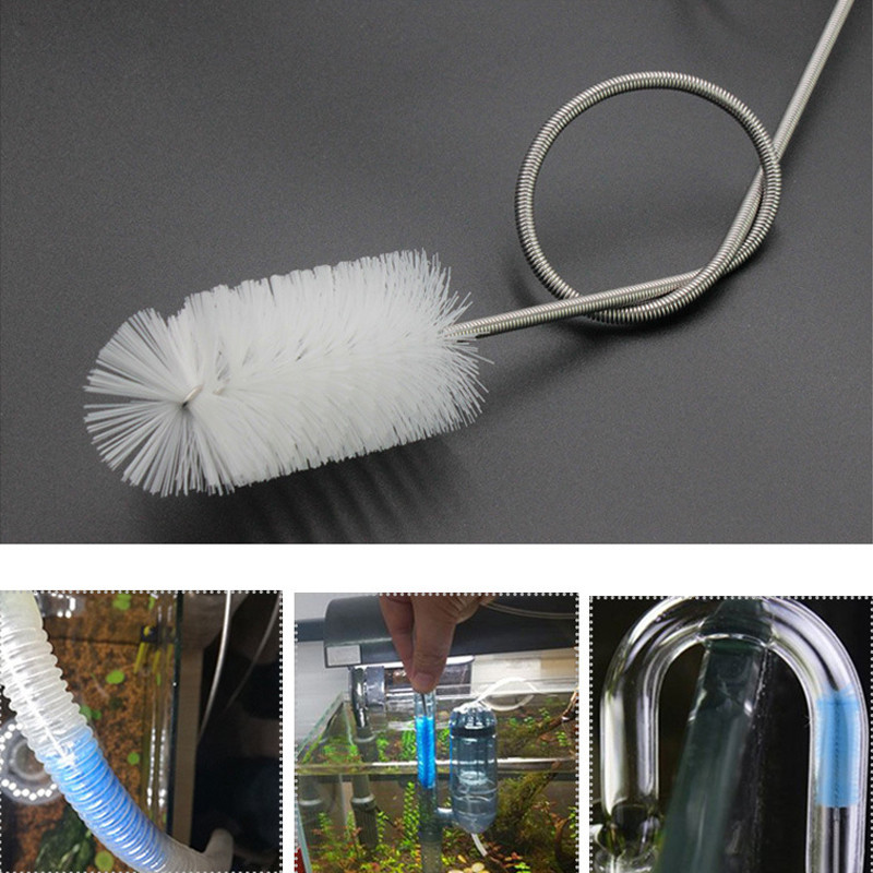155 cm Dviejų galų žarnos vamzdžių valymo šepetys nerūdijančio plieno išlenktas vamzdis Vandens oro vamzdelio šepetys Akvariumo žuvų bako priedai