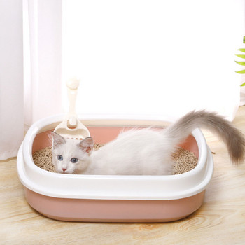 Κουτί απορριμάτων για γάτες Δίσκος γάτας με σέσουλα γατάκι σκύλου Καθαρή τουαλέτα σπιτιού Πλαστικό κουτί άμμου Προμήθειες για γάτες Τουαλέτα κατοικίδιων Παντός κρεβατιού Anti Splash